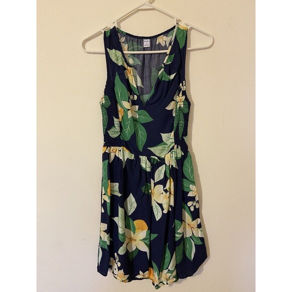 Old Navy Dress Womens Small Blue White Tropical Floral Knee Length Sleevless - Picture 5 of 5